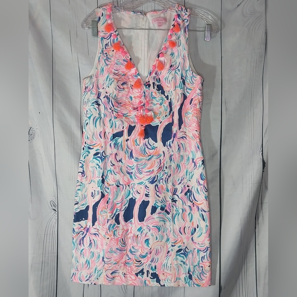 Lilly Pulitzer Cabrey Shift V-Neck 100% Cotton Dress